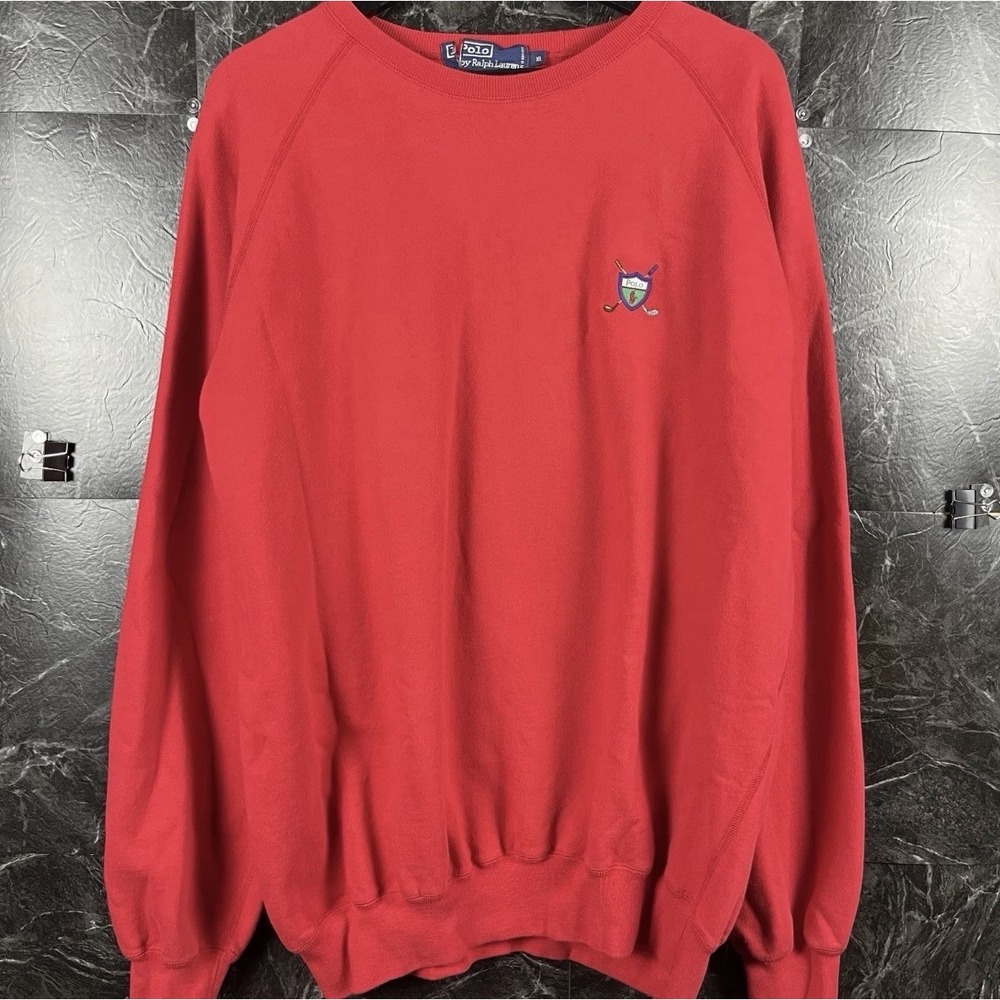 Polo Ralph Lauren Men's Red Vtg Golf Crest Sweatshirt XL